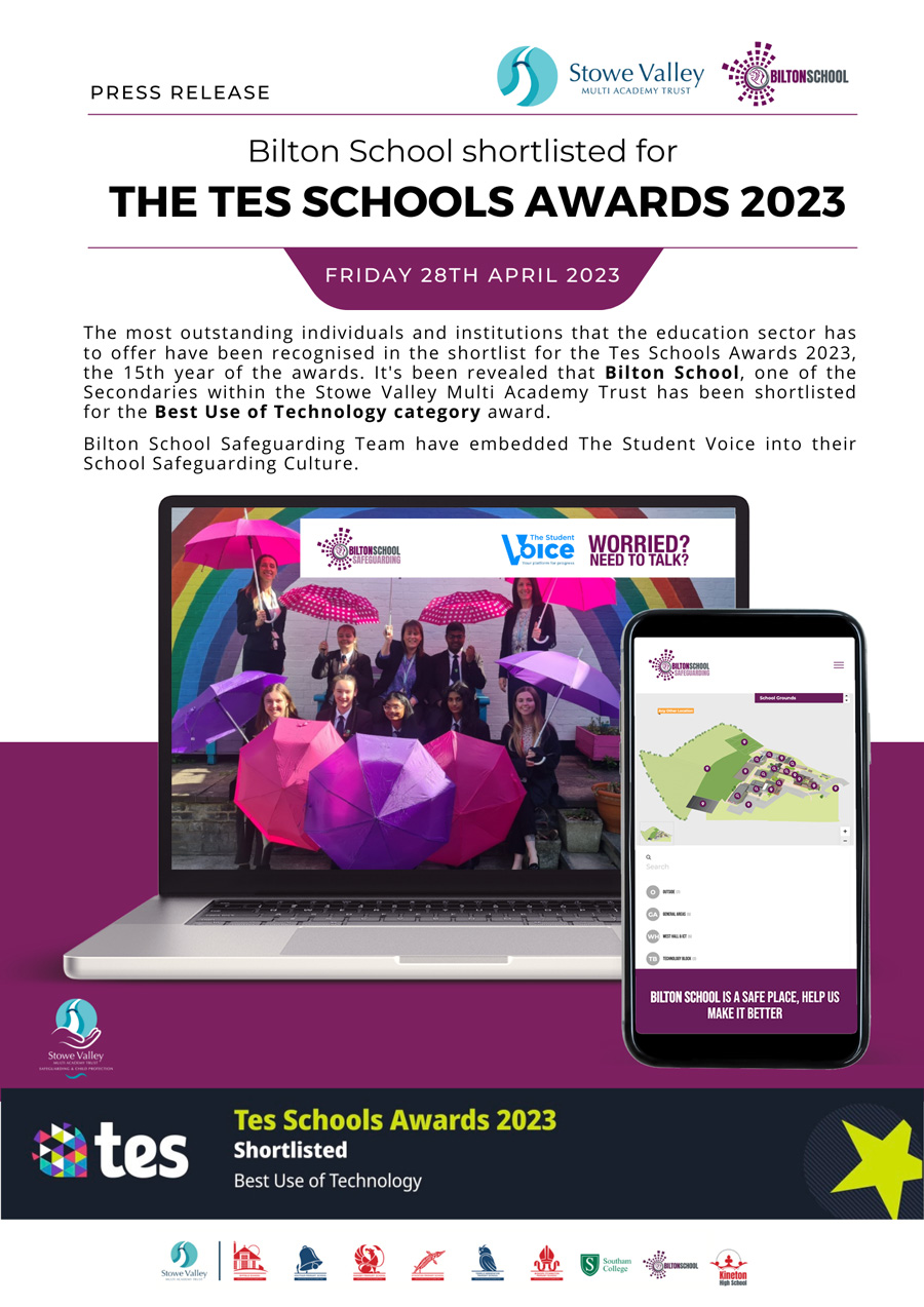 Bilton High School have been shortlisted for national TES awards for safeguarding students during covid-19 lockdown